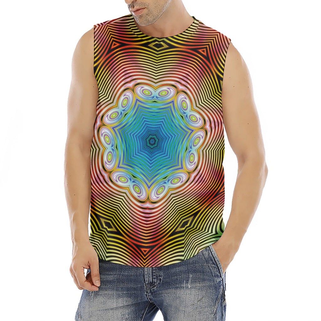 Psychedelic Kaleidoscope Print Men's Fitness Tank Top