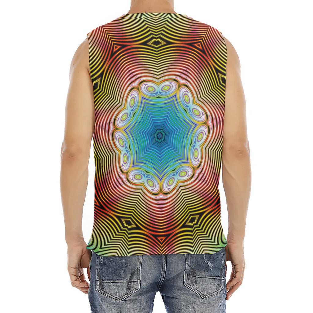 Psychedelic Kaleidoscope Print Men's Fitness Tank Top