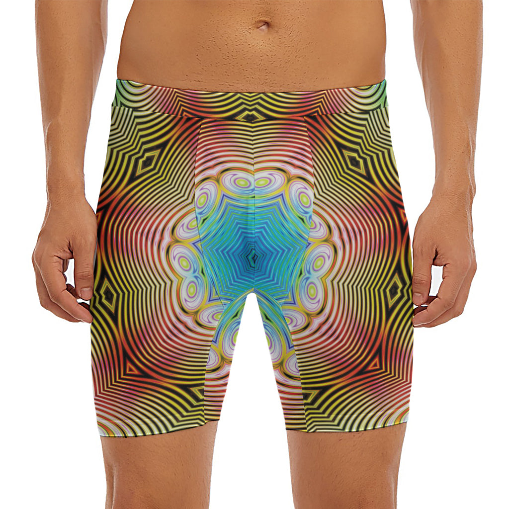 Psychedelic Kaleidoscope Print Men's Long Boxer Briefs