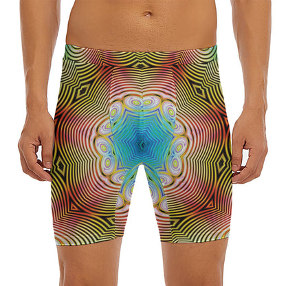 Psychedelic Kaleidoscope Print Men's Long Boxer Briefs