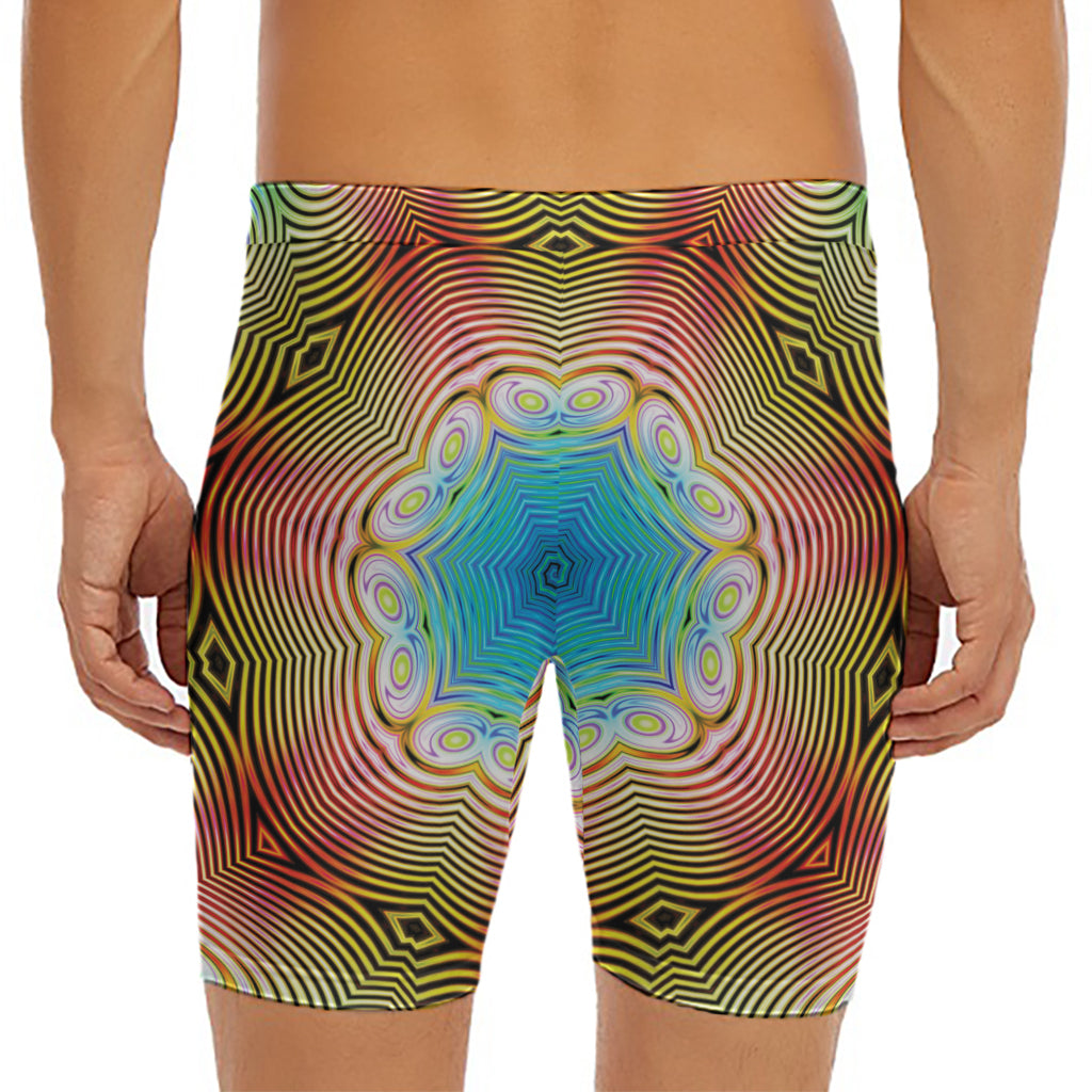 Psychedelic Kaleidoscope Print Men's Long Boxer Briefs
