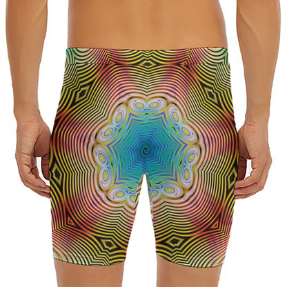 Psychedelic Kaleidoscope Print Men's Long Boxer Briefs