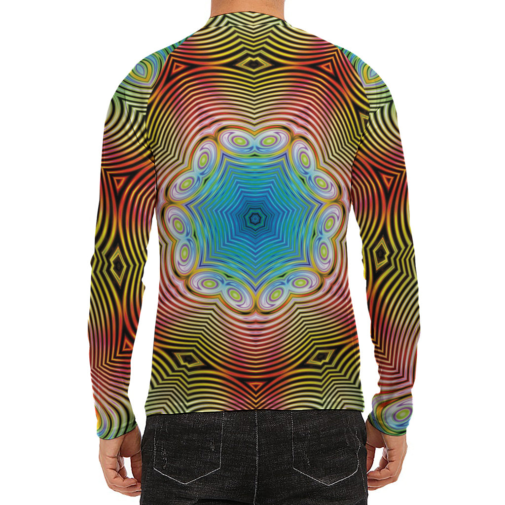 Psychedelic Kaleidoscope Print Men's Long Sleeve Rash Guard