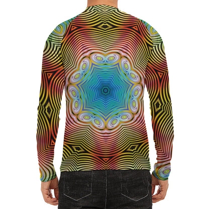 Psychedelic Kaleidoscope Print Men's Long Sleeve Rash Guard