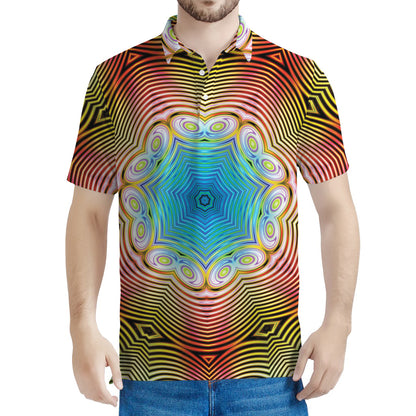 Psychedelic Kaleidoscope Print Men's Polo Shirt