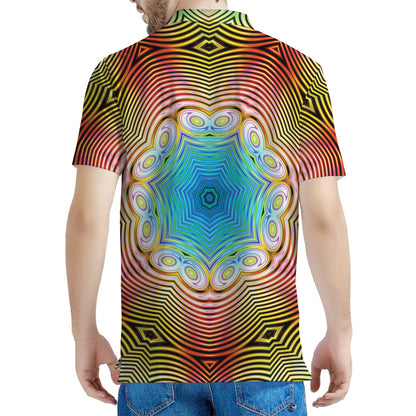 Psychedelic Kaleidoscope Print Men's Polo Shirt