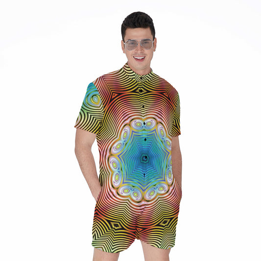 Psychedelic Kaleidoscope Print Men's Rompers