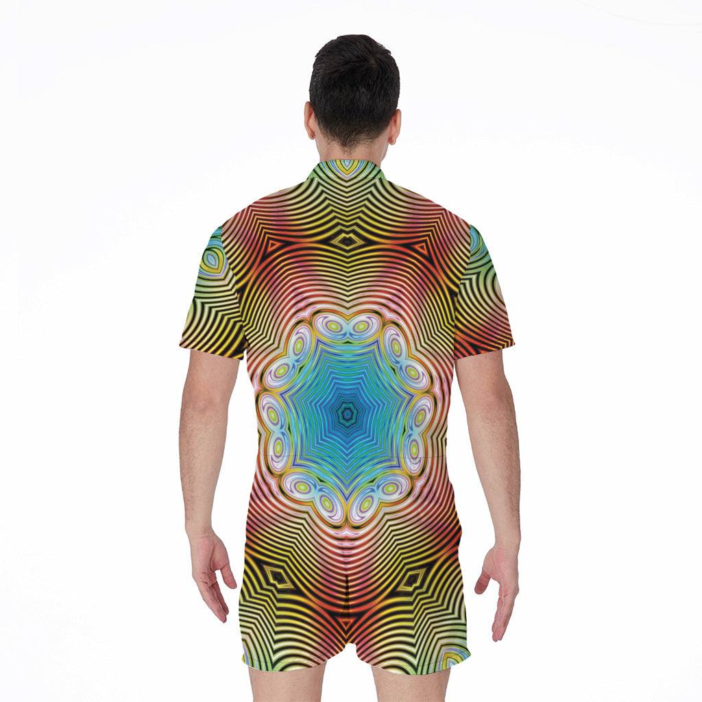 Psychedelic Kaleidoscope Print Men's Rompers