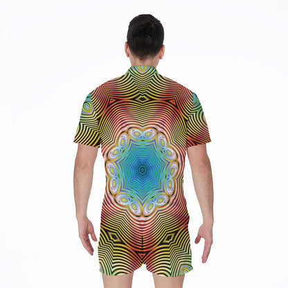 Psychedelic Kaleidoscope Print Men's Rompers