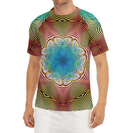 Psychedelic Kaleidoscope Print Men's Short Sleeve Rash Guard