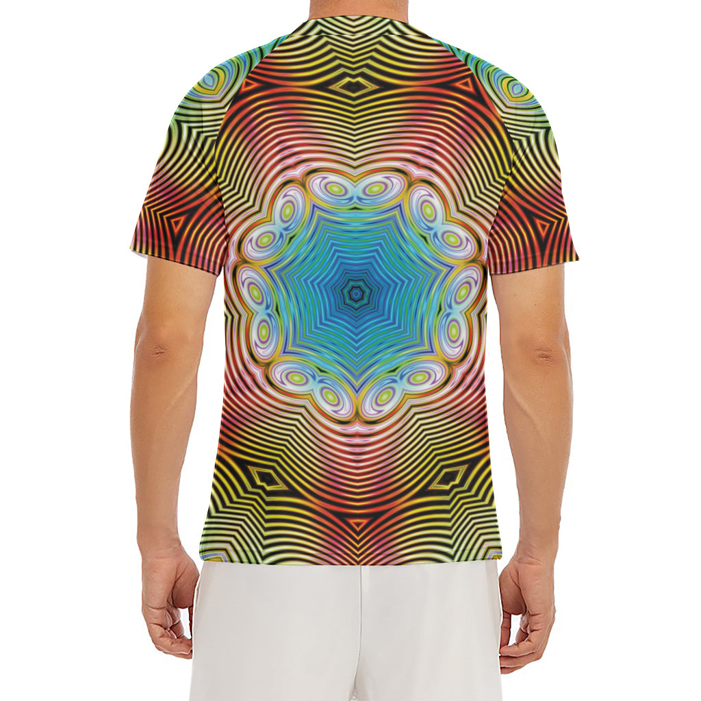 Psychedelic Kaleidoscope Print Men's Short Sleeve Rash Guard