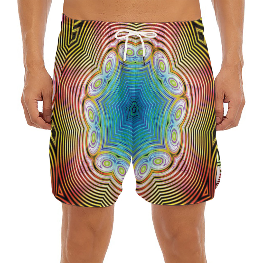 Psychedelic Kaleidoscope Print Men's Split Running Shorts
