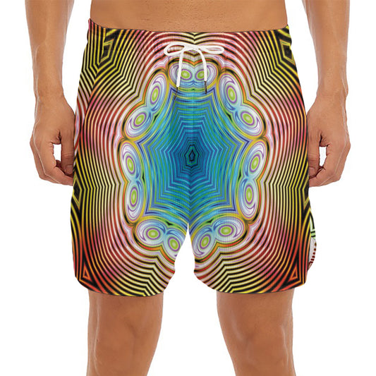 Psychedelic Kaleidoscope Print Men's Split Running Shorts