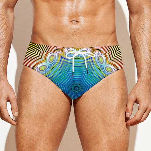 Psychedelic Kaleidoscope Print Men's Swim Briefs