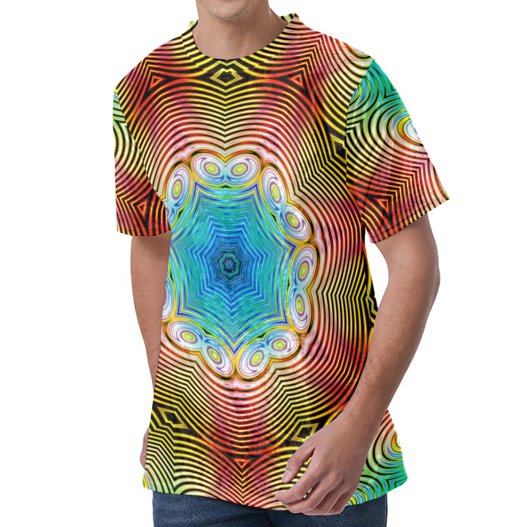 Psychedelic Kaleidoscope Print Men's Velvet T-Shirt