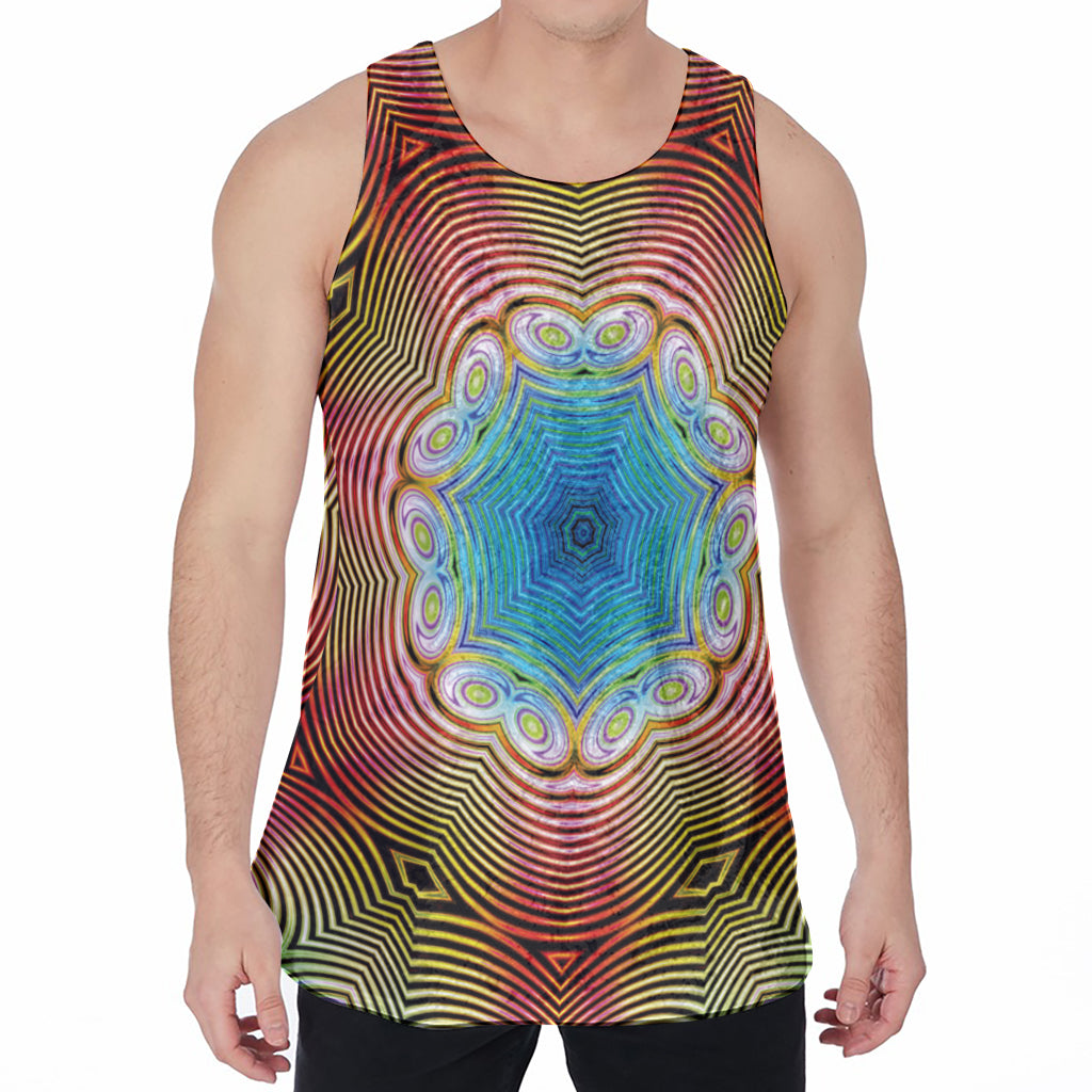 Psychedelic Kaleidoscope Print Men's Velvet Tank Top