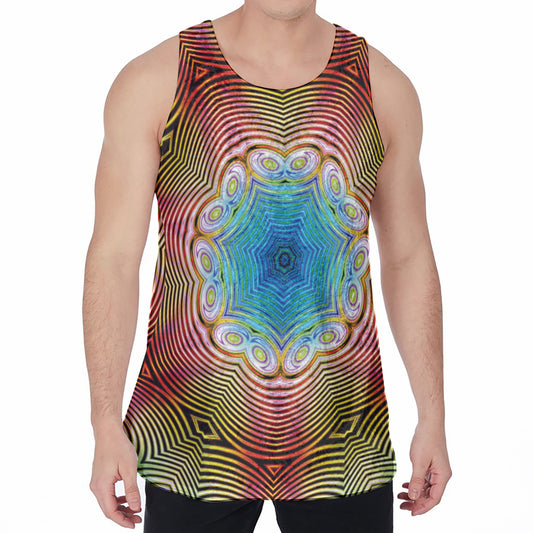 Psychedelic Kaleidoscope Print Men's Velvet Tank Top