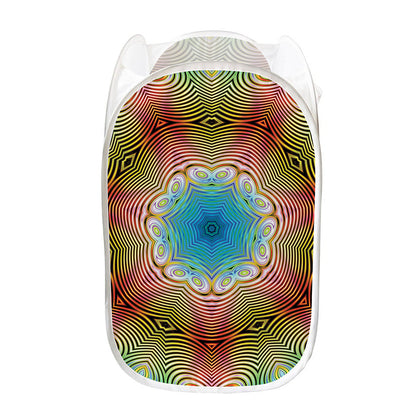 Psychedelic Kaleidoscope Print Mesh Laundry Hamper