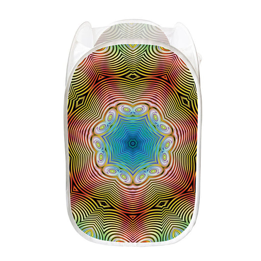 Psychedelic Kaleidoscope Print Mesh Laundry Hamper