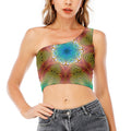 Psychedelic Kaleidoscope Print One Shoulder Crop Top