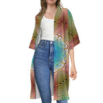 Psychedelic Kaleidoscope Print Open Front Beach Cover Up
