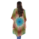 Psychedelic Kaleidoscope Print Open Front Beach Cover Up