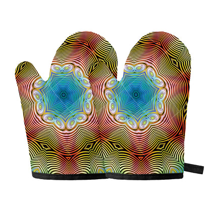 Psychedelic Kaleidoscope Print Oven Mitts