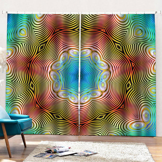 Psychedelic Kaleidoscope Print Pencil Pleat Curtains