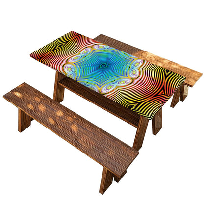 Psychedelic Kaleidoscope Print Picnic Table Cover