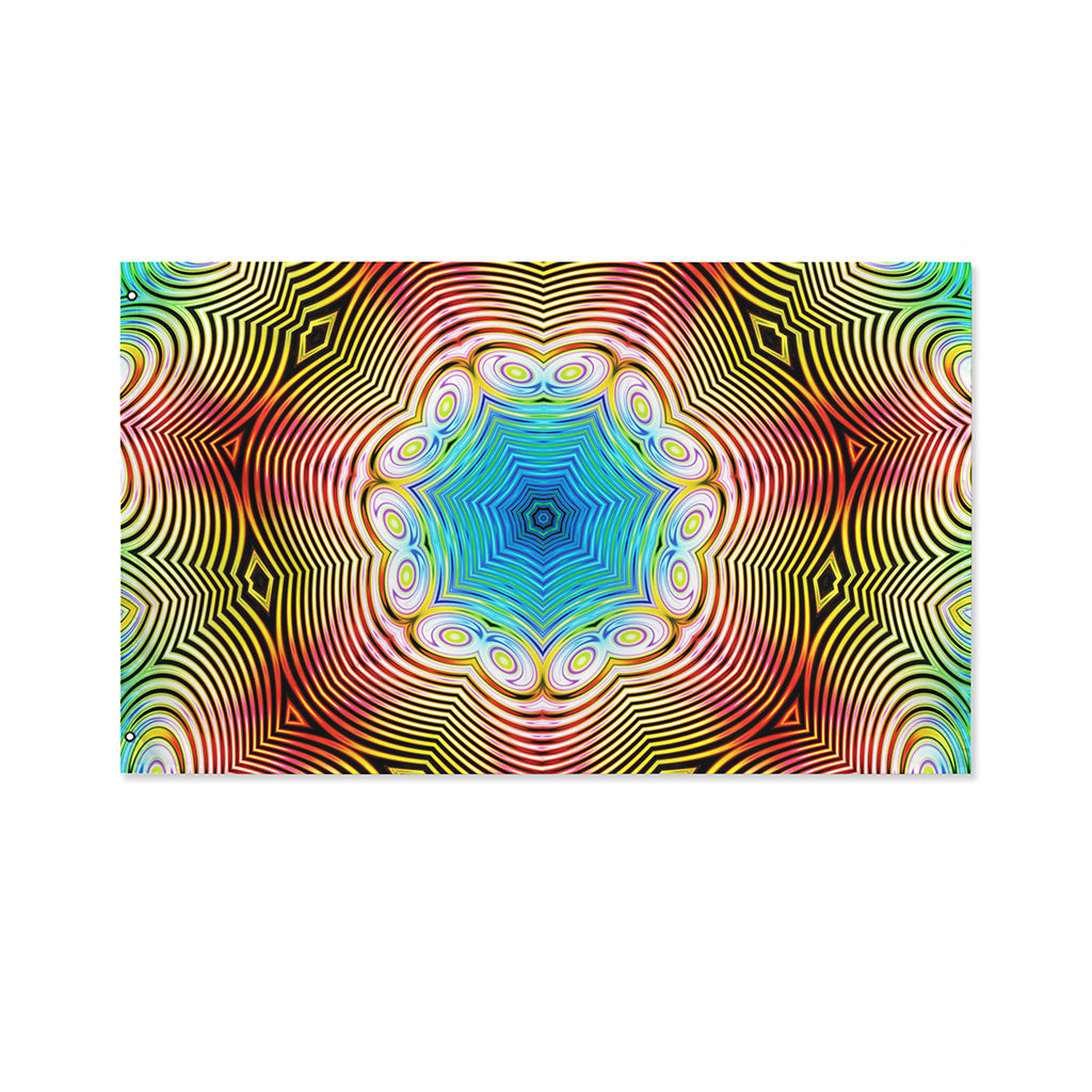Psychedelic Kaleidoscope Print Polyester Flag
