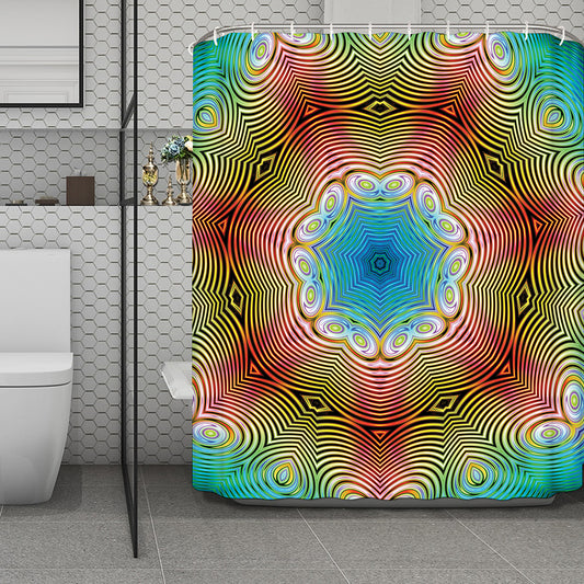 Psychedelic Kaleidoscope Print Polyester Shower Curtain