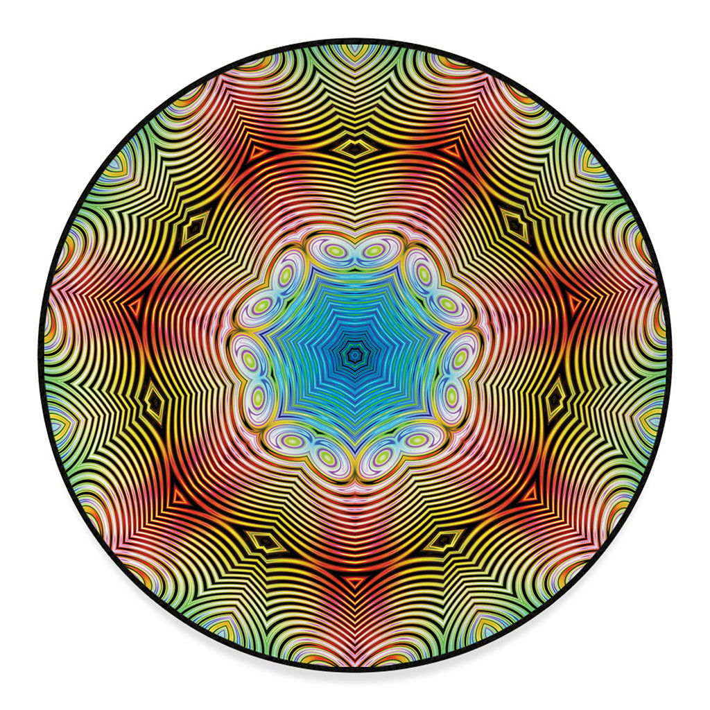 Psychedelic Kaleidoscope Print Round Floor Mat
