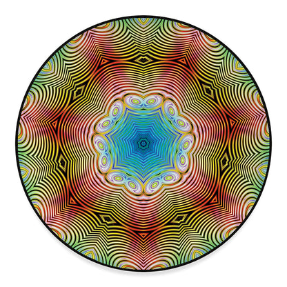 Psychedelic Kaleidoscope Print Round Floor Mat