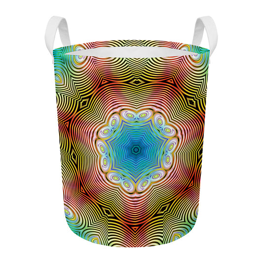Psychedelic Kaleidoscope Print Round Laundry Basket