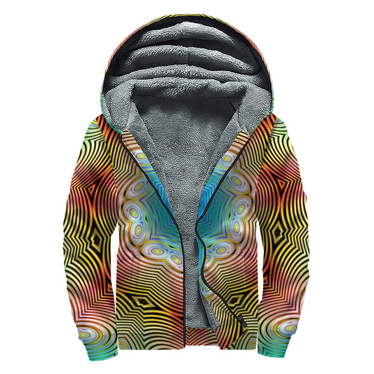 Psychedelic Kaleidoscope Print Sherpa Lined Zip Up Hoodie