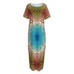 Psychedelic Kaleidoscope Print Short Sleeve Long Nightdress