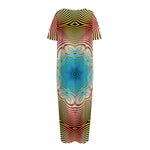 Psychedelic Kaleidoscope Print Short Sleeve Long Nightdress