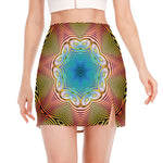 Psychedelic Kaleidoscope Print Side Slit Mini Skirt