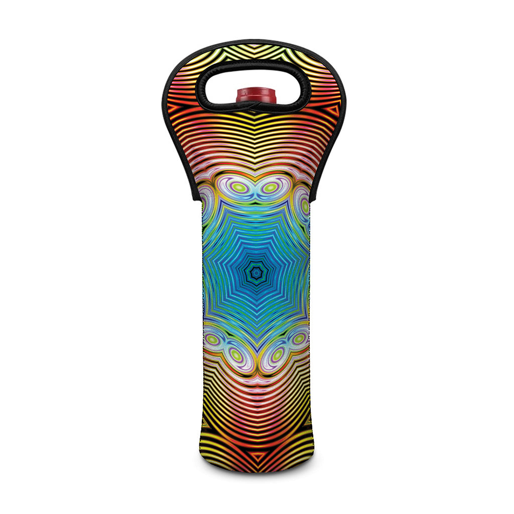 Psychedelic Kaleidoscope Print Single Neoprene Wine Tote