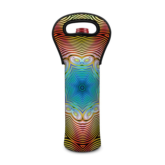 Psychedelic Kaleidoscope Print Single Neoprene Wine Tote