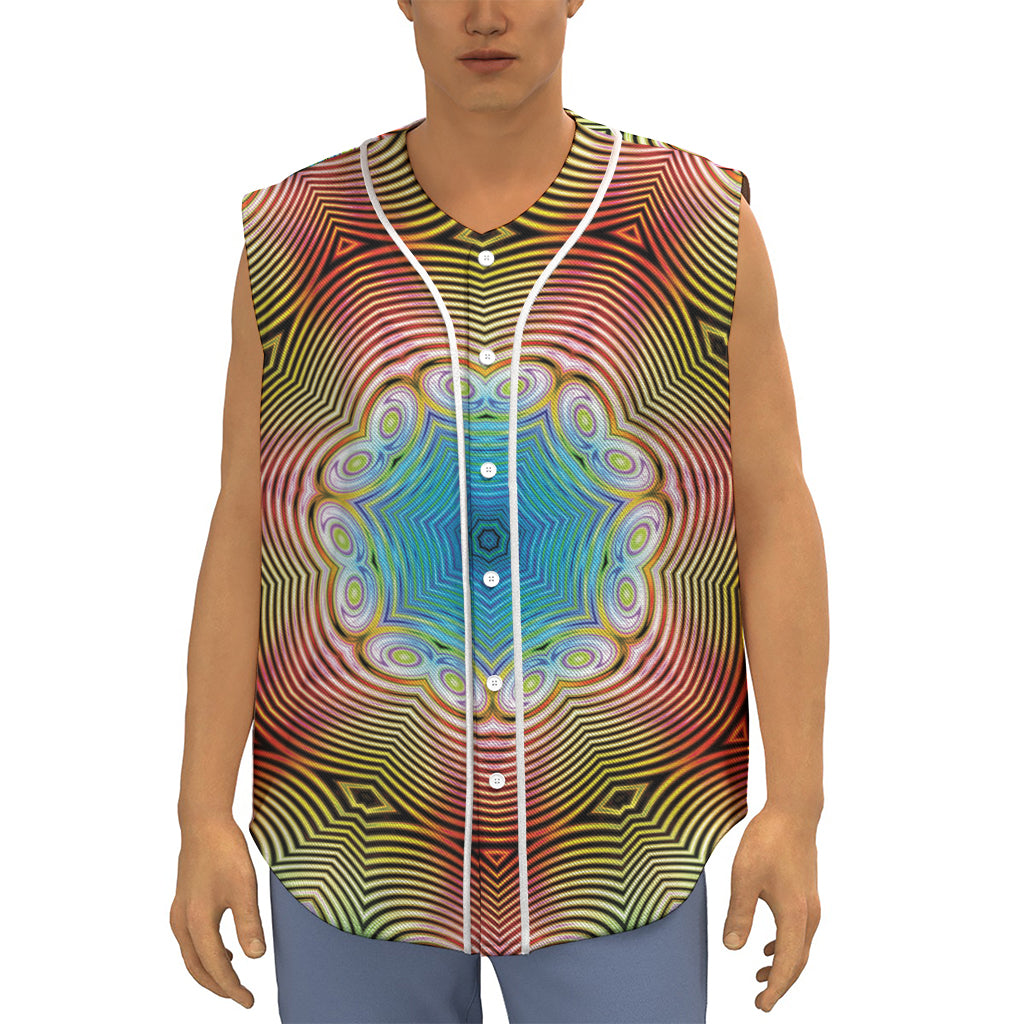 Psychedelic Kaleidoscope Print Sleeveless Baseball Jersey