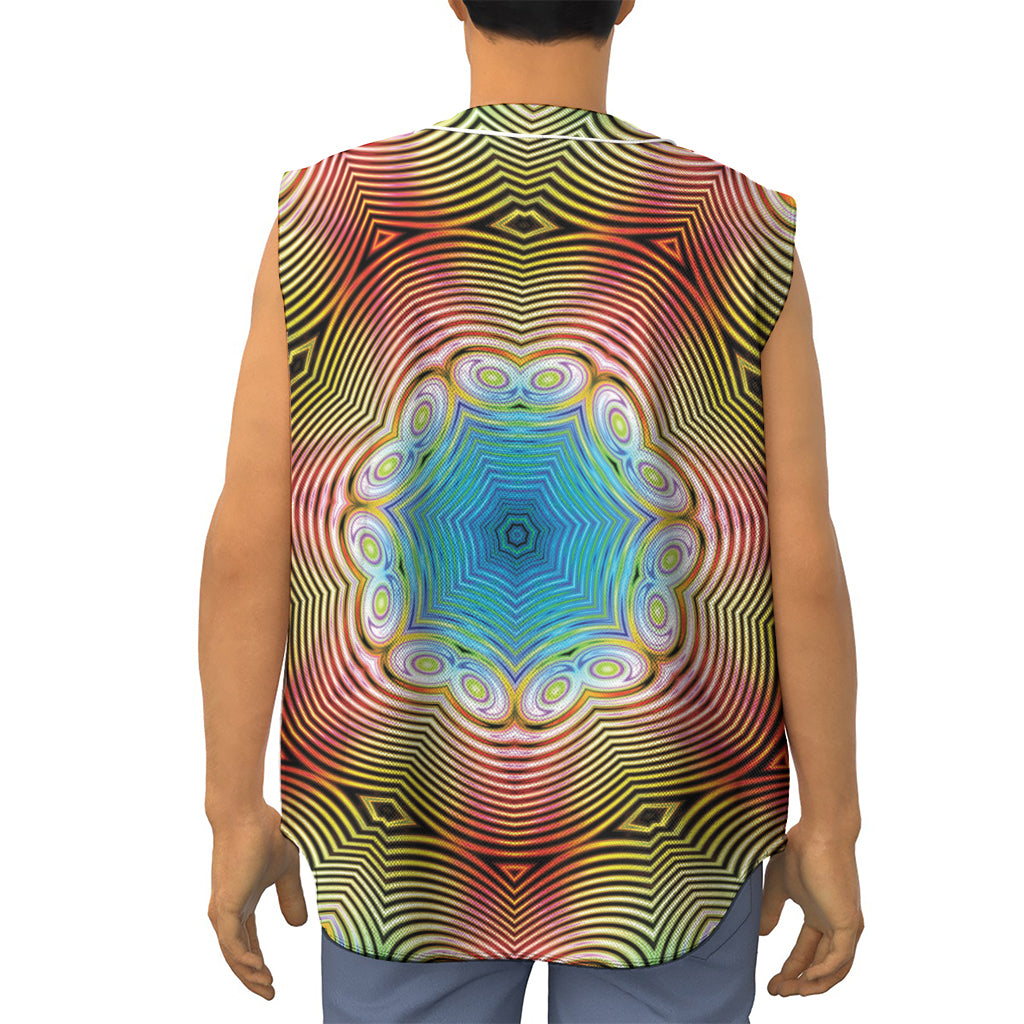 Psychedelic Kaleidoscope Print Sleeveless Baseball Jersey