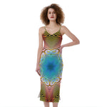 Psychedelic Kaleidoscope Print Slim Fit Midi Cami Dress