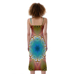 Psychedelic Kaleidoscope Print Slim Fit Midi Cami Dress