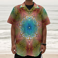 Psychedelic Kaleidoscope Print Textured Short Sleeve Shirt