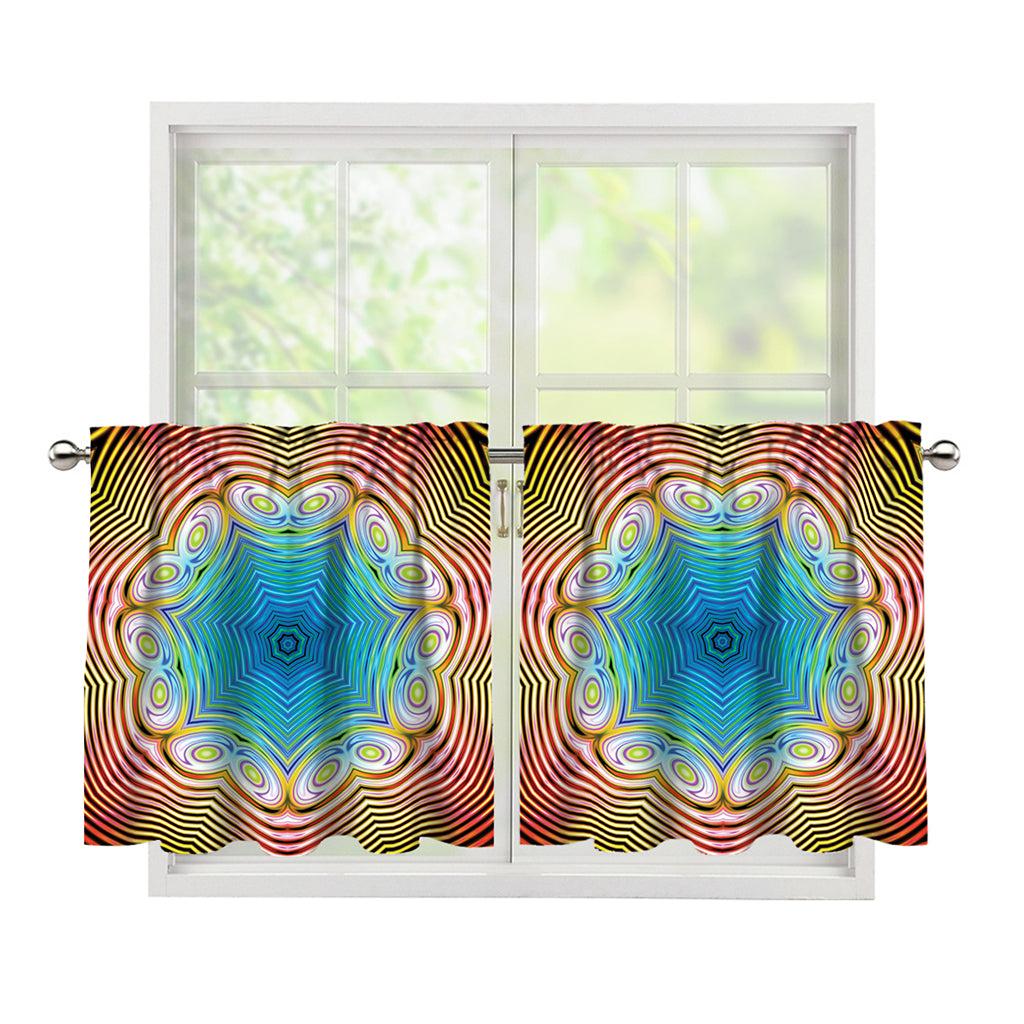 Psychedelic Kaleidoscope Print Tier Curtains