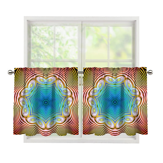 Psychedelic Kaleidoscope Print Tier Curtains