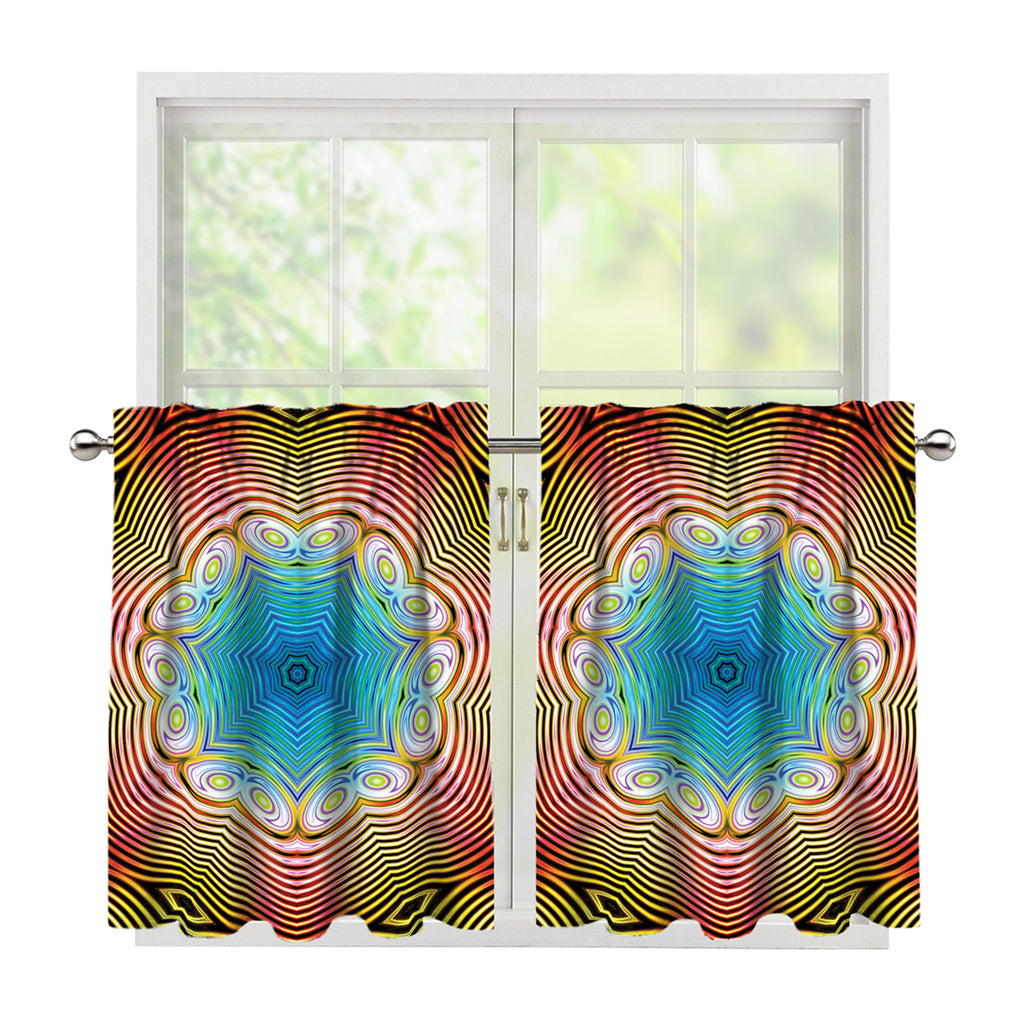Psychedelic Kaleidoscope Print Tier Curtains
