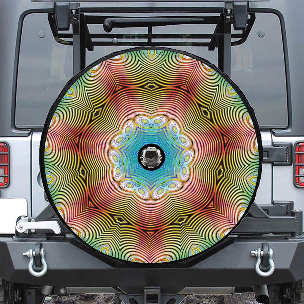 Psychedelic Kaleidoscope Print Tire Cover With Camera Hole