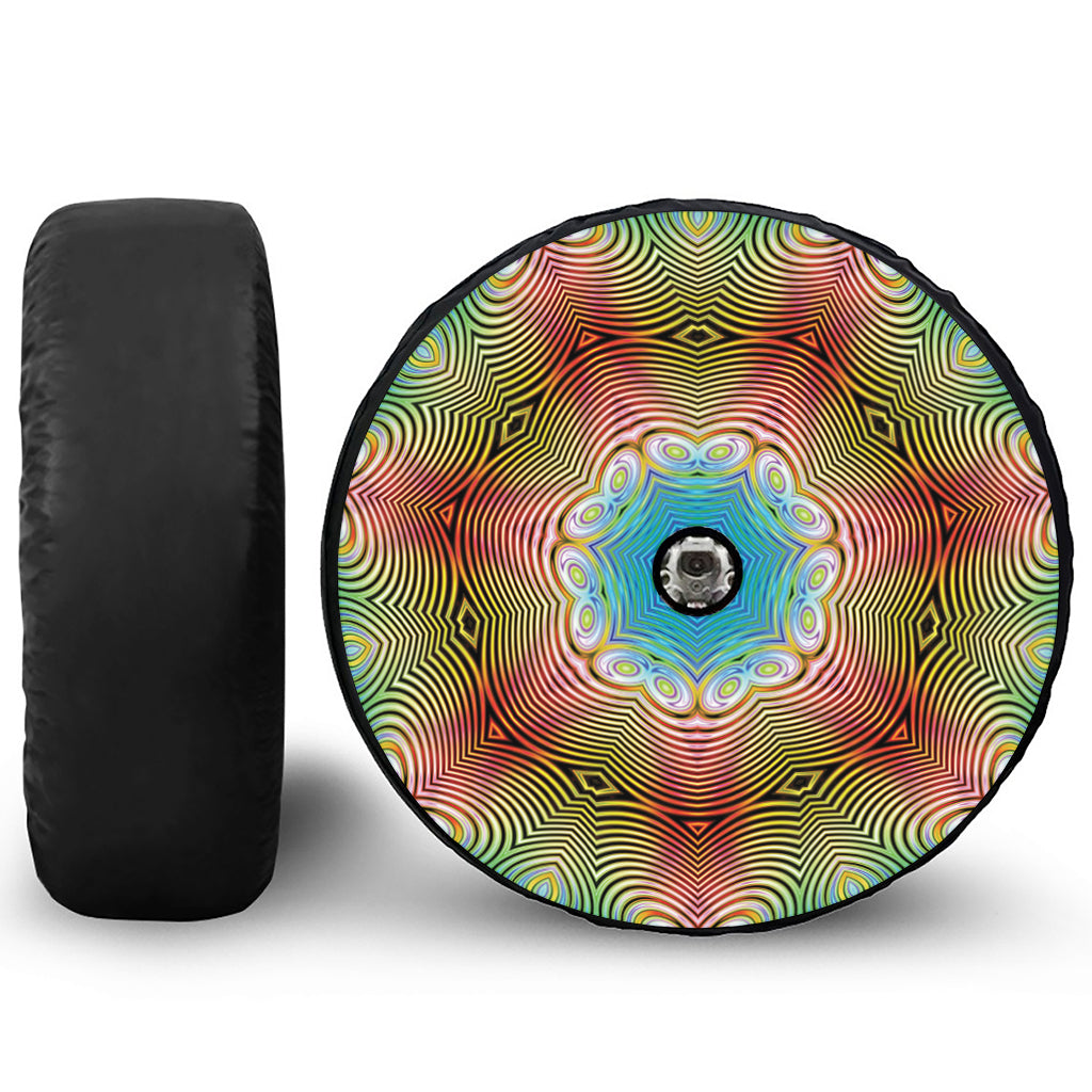 Psychedelic Kaleidoscope Print Tire Cover With Camera Hole